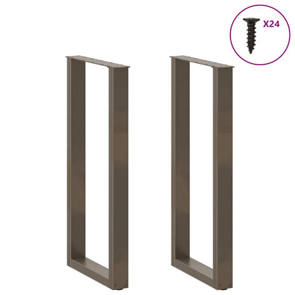 vidaXL Bar Table Legs U-Shaped 2 pcs Natural Steel 50x(100-101) cm Steel