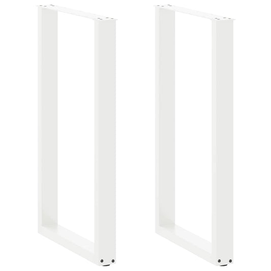 vidaXL Bar Table Legs U-Shaped 2 pcs White 60x(100-101) cm Steel