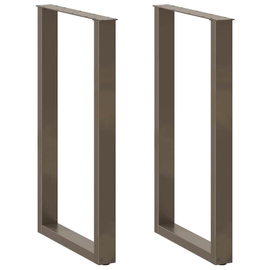 vidaXL Bar Table Legs U-Shaped 2 pcs Natural Steel 60x(100-101) cm Steel