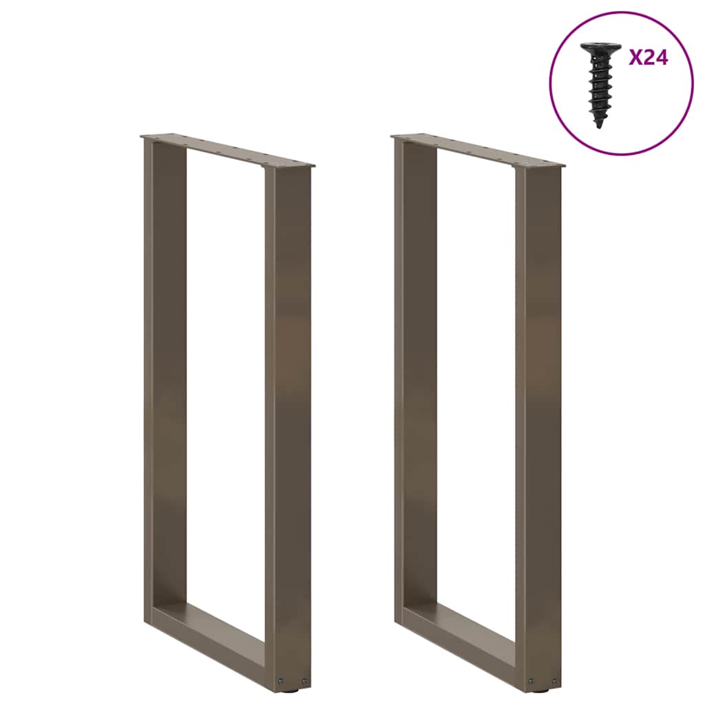 vidaXL Bar Table Legs U-Shaped 2 pcs Natural Steel 60x(100-101) cm Steel