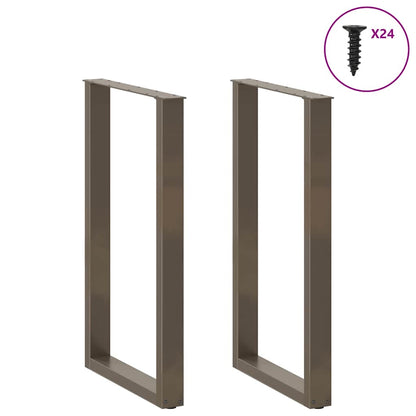 vidaXL Bar Table Legs U-Shaped 2 pcs Natural Steel 60x(100-101) cm Steel