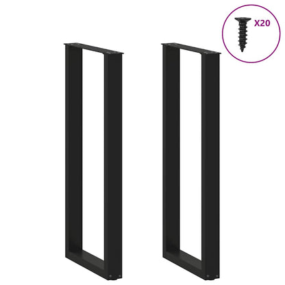 vidaXL Bar Table Legs U-Shaped 2 pcs Black 40x(110-111) cm Steel