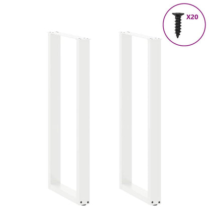 vidaXL Bar Table Legs U-Shaped 2 pcs White 40x(110-111) cm Steel