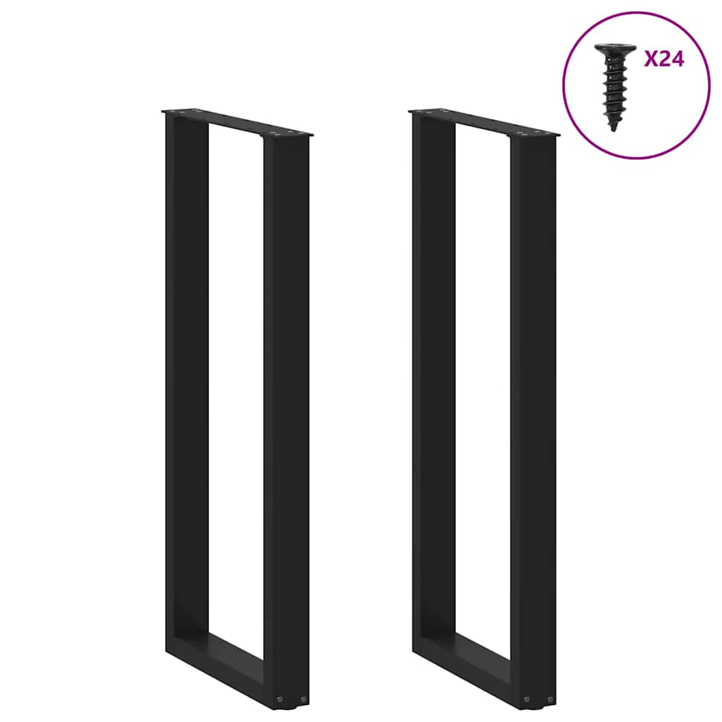 vidaXL Bar Table Legs U-Shaped 2 pcs Black 50x(110-111) cm Steel