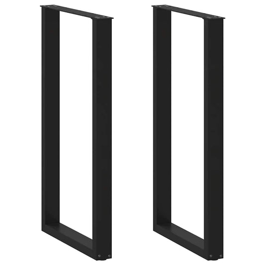 vidaXL Bar Table Legs U-Shaped 2 pcs Black 60x(110-111) cm Steel