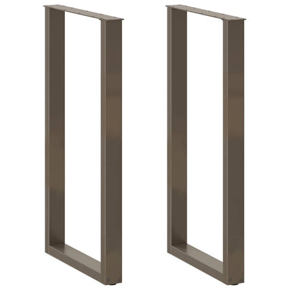 vidaXL Bar Table Legs U-Shaped 2 pcs Natural Steel 60x(110-111) cm Steel