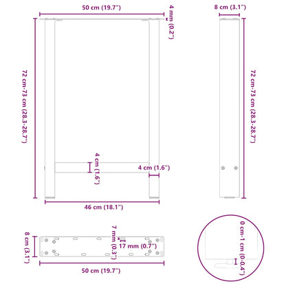 vidaXL Dining Table Legs Anthracite 2 pcs 50x(72-73) cm Steel