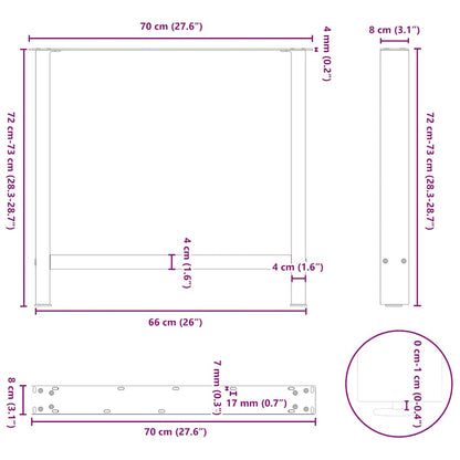 vidaXL Dining Table Legs White 2 pcs 70x(72-73) cm Steel