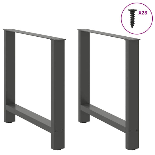 vidaXL Dining Table Legs Anthracite 2 pcs 70x(72-73) cm Steel