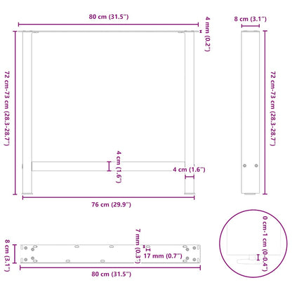 vidaXL Dining Table Legs Anthracite 2 pcs 80x(72-73) cm Steel