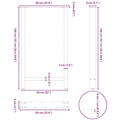 vidaXL Bar Table Legs Black 2 pcs 60x(100-101) cm Steel