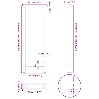 vidaXL Bar Table Legs Anthracite 2 pcs 50x(110-111) cm Steel