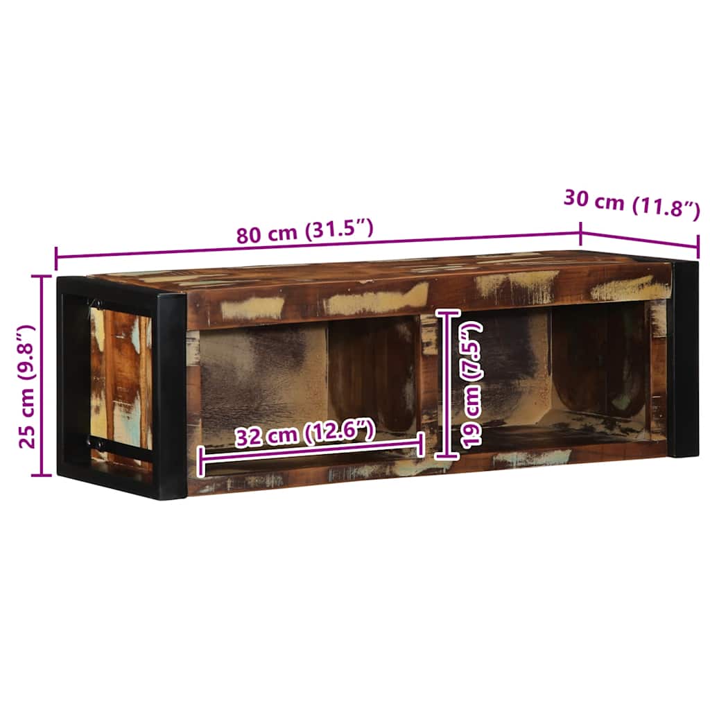 vidaXL TV Cabinet Multicolour 80x30x25 cm Solid Wood Reclaimed