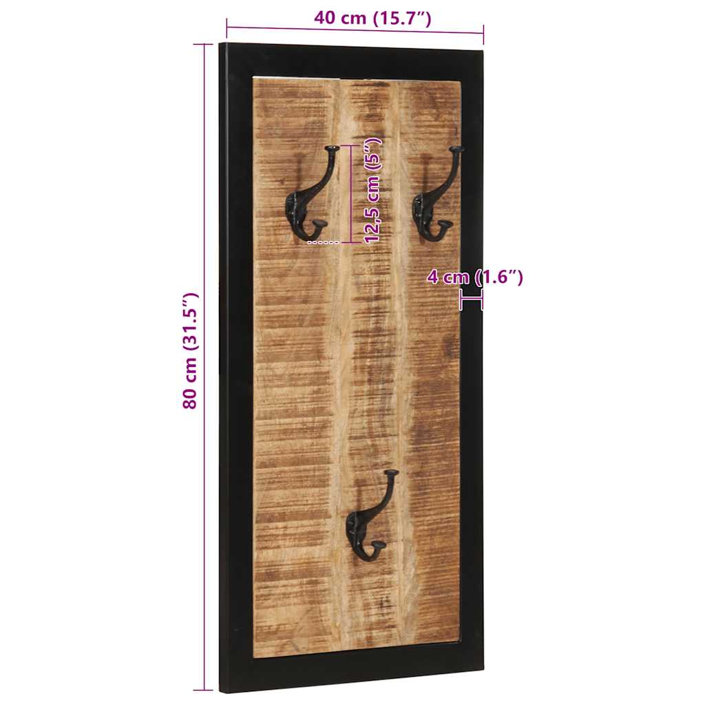 vidaXL Coat Rack 40x2x80 cm Solid Rough Wood Mango