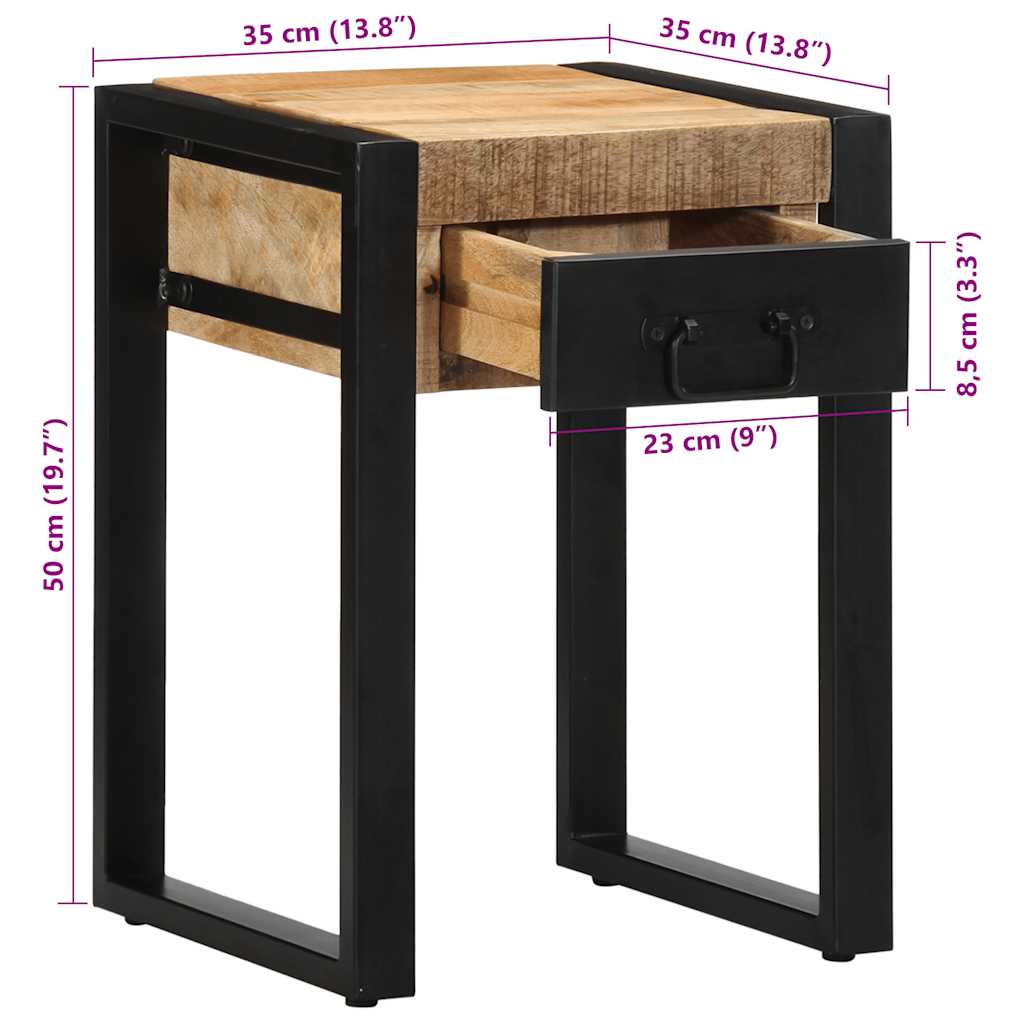 vidaXL Side Table 35x35x50 cm Solid Rough Wood Mango