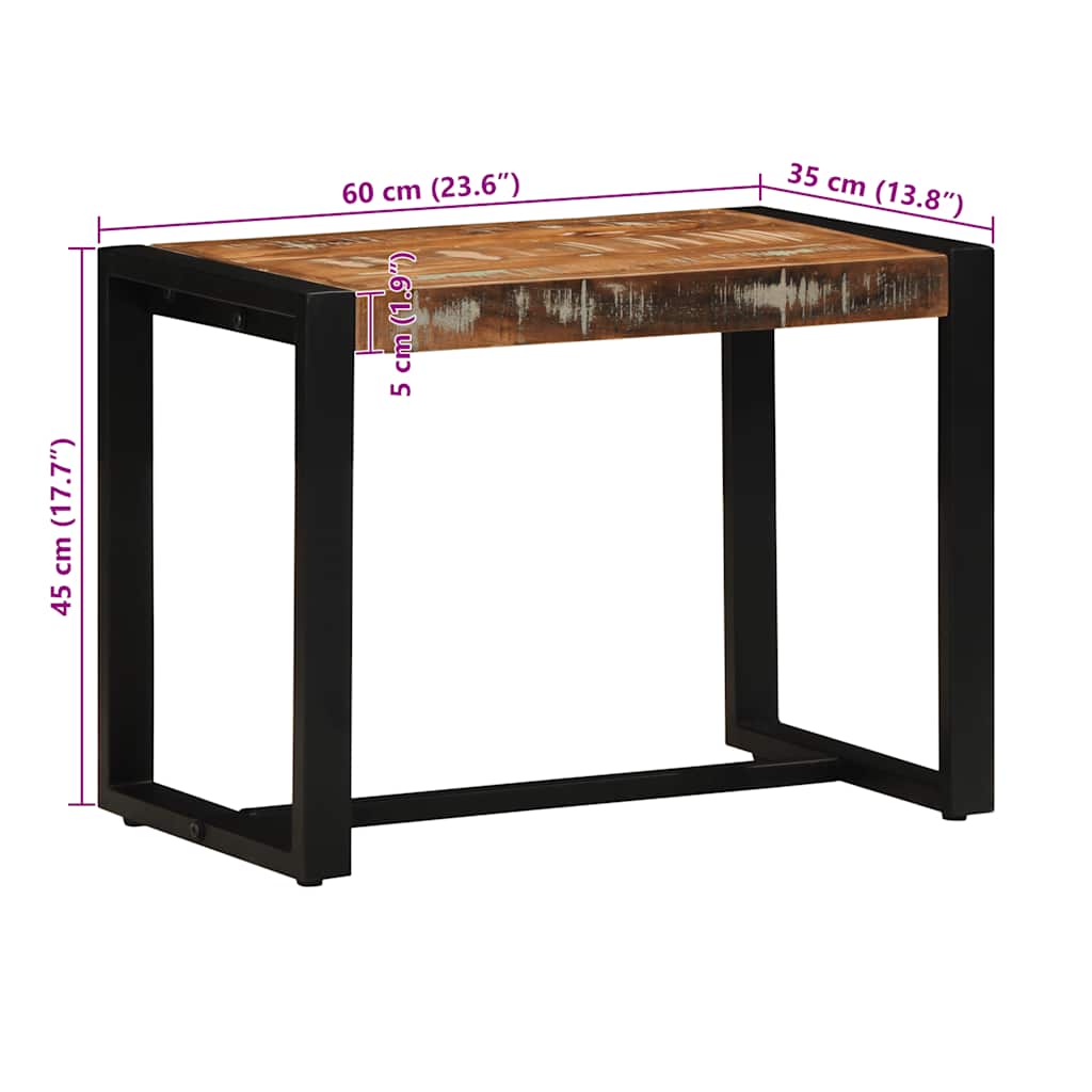 vidaXL Bench Multicolour 60x35x45 cm Solid Wood Reclaimed