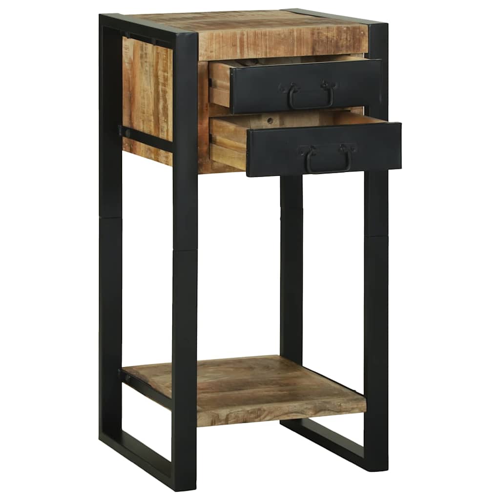 vidaXL End Table with Drawer Brown 40 x 40 x 80 cm Solid Mango Wood