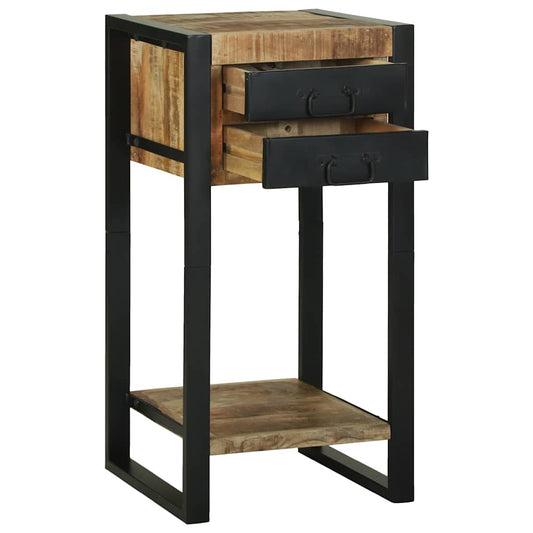 vidaXL End Table with Drawer Brown 40 x 40 x 80 cm Solid Mango Wood