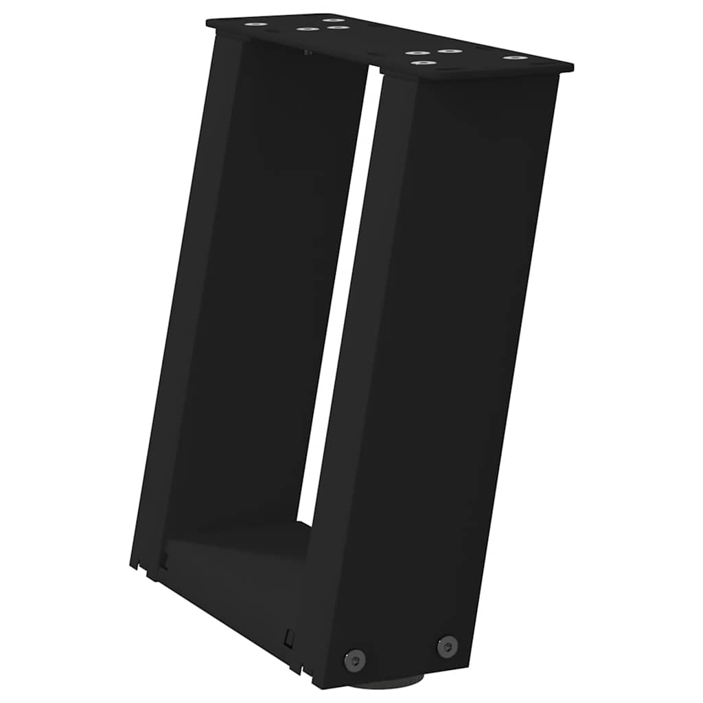 vidaXL Coffee Table Legs U-Shaped 2 pcs Black 30x(30-31) cm Steel