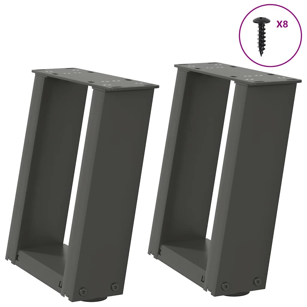 vidaXL Coffee Table Legs U-Shaped 2 pcs Anthracite 30x(30-31) cm Steel