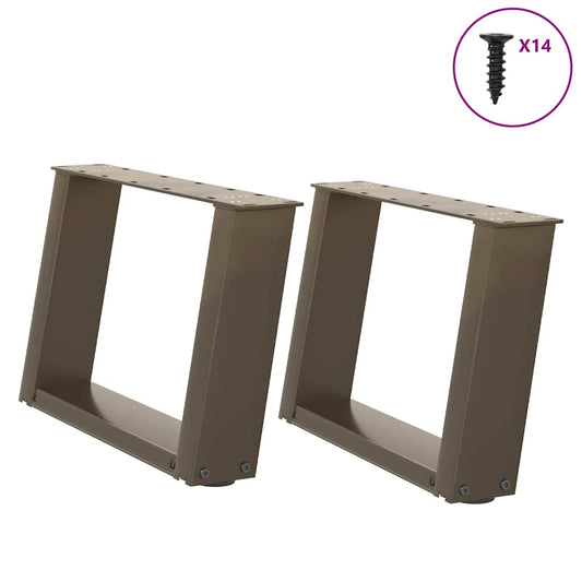 vidaXL Coffee Table Legs U-Shaped 2 pcs Natural Steel 40x(30-31) cm Steel