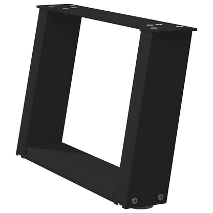 vidaXL Coffee Table Legs U-Shaped 2 pcs Black 50x(30-31) cm Steel