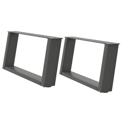 vidaXL Coffee Table Legs U-Shaped 2 pcs Anthracite 60x(30-31) cm Steel