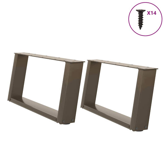 vidaXL Coffee Table Legs U-Shaped 2 pcs Natural Steel 60x(30-31) cm Steel