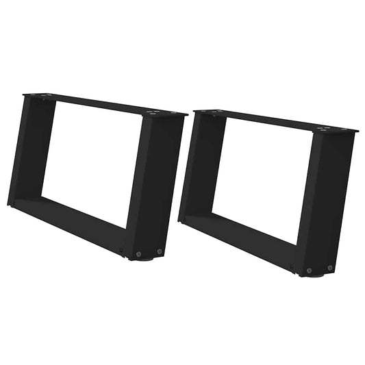 vidaXL Coffee Table Legs U-Shaped 2 pcs Black 70x(30-31) cm Steel