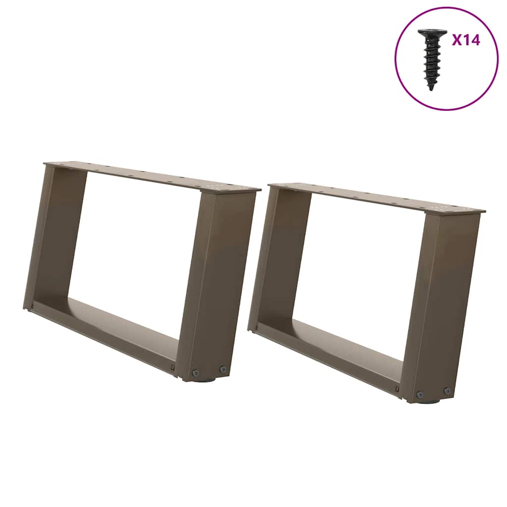 vidaXL Coffee Table Legs U-Shaped 2 pcs Natural Steel 70x(30-31) cm Steel