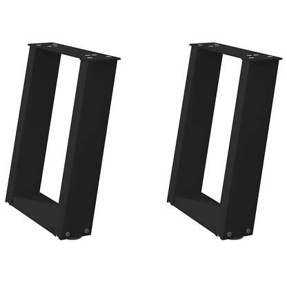 vidaXL Coffee Table Legs U-Shaped 2 pcs Black 28x(42-43) cm Steel