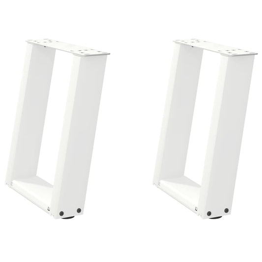 vidaXL Coffee Table Legs U-Shaped 2 pcs White 28x(42-43) cm Steel
