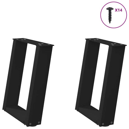 vidaXL Coffee Table Legs U-Shaped 2 pcs Black 38x(42-43) cm Steel