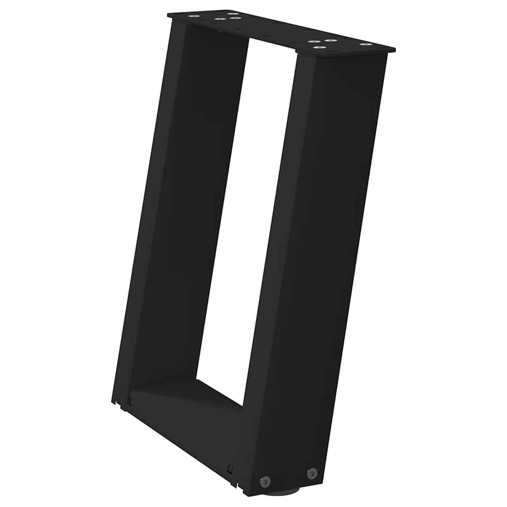vidaXL Coffee Table Legs U-Shaped 2 pcs Black 38x(42-43) cm Steel