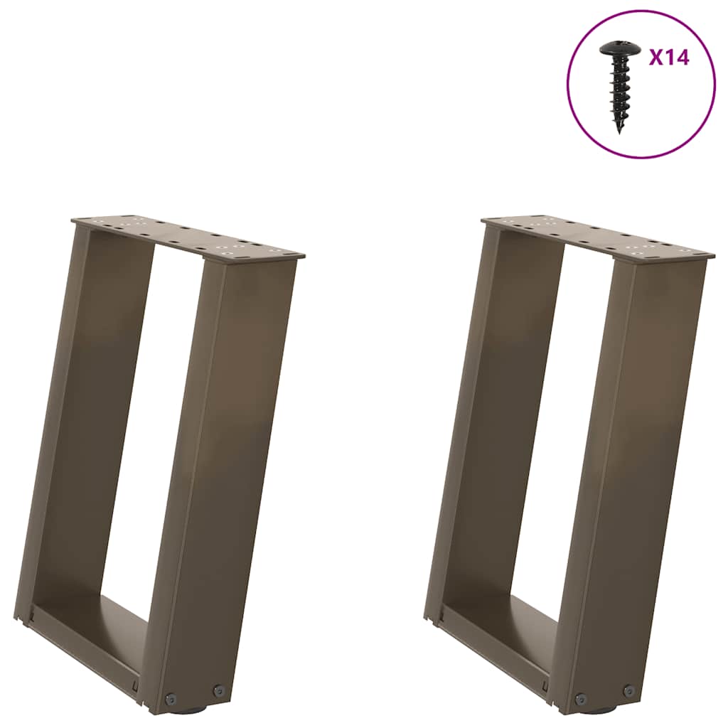 vidaXL Coffee Table Legs U-Shaped 2 pcs Natural Steel 38x(42-43) cm Steel