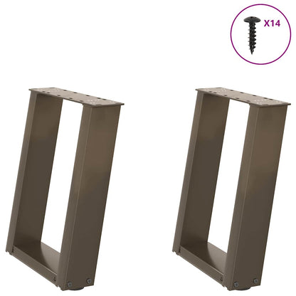 vidaXL Coffee Table Legs U-Shaped 2 pcs Natural Steel 38x(42-43) cm Steel