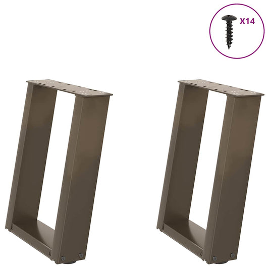 vidaXL Coffee Table Legs U-Shaped 2 pcs Natural Steel 38x(42-43) cm Steel