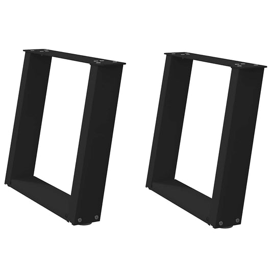 vidaXL Coffee Table Legs U-Shaped 2 pcs Black 50x(42-43) cm Steel