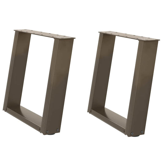 vidaXL Coffee Table Legs U-Shaped 2 pcs Natural Steel 50x(42-43) cm Steel