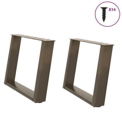 vidaXL Coffee Table Legs U-Shaped 2 pcs Natural Steel 60x(42-43) cm Steel