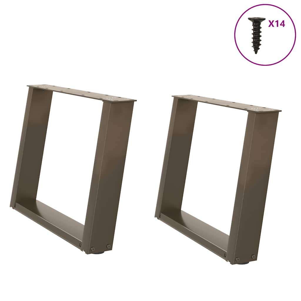 vidaXL Coffee Table Legs U-Shaped 2 pcs Natural Steel 60x(42-43) cm Steel