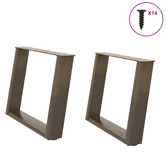 vidaXL Coffee Table Legs U-Shaped 2 pcs Natural Steel 60x(42-43) cm Steel