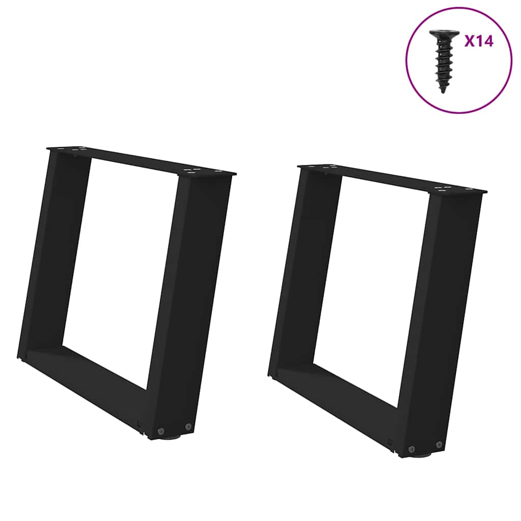 vidaXL Coffee Table Legs U-Shaped 2 pcs Black 70x(42-43) cm Steel