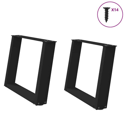 vidaXL Coffee Table Legs U-Shaped 2 pcs Black 70x(42-43) cm Steel