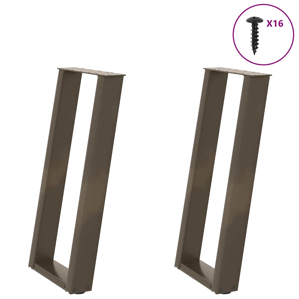vidaXL Console Table Legs U-Shaped 2 pcs Natural Steel 38x(72-73) cm Steel