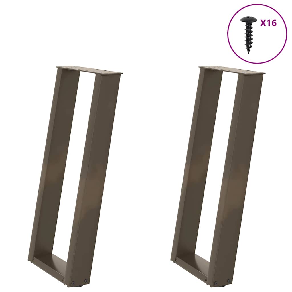 vidaXL Console Table Legs U-Shaped 2 pcs Natural Steel 38x(72-73) cm Steel
