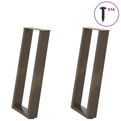vidaXL Console Table Legs U-Shaped 2 pcs Natural Steel 38x(72-73) cm Steel