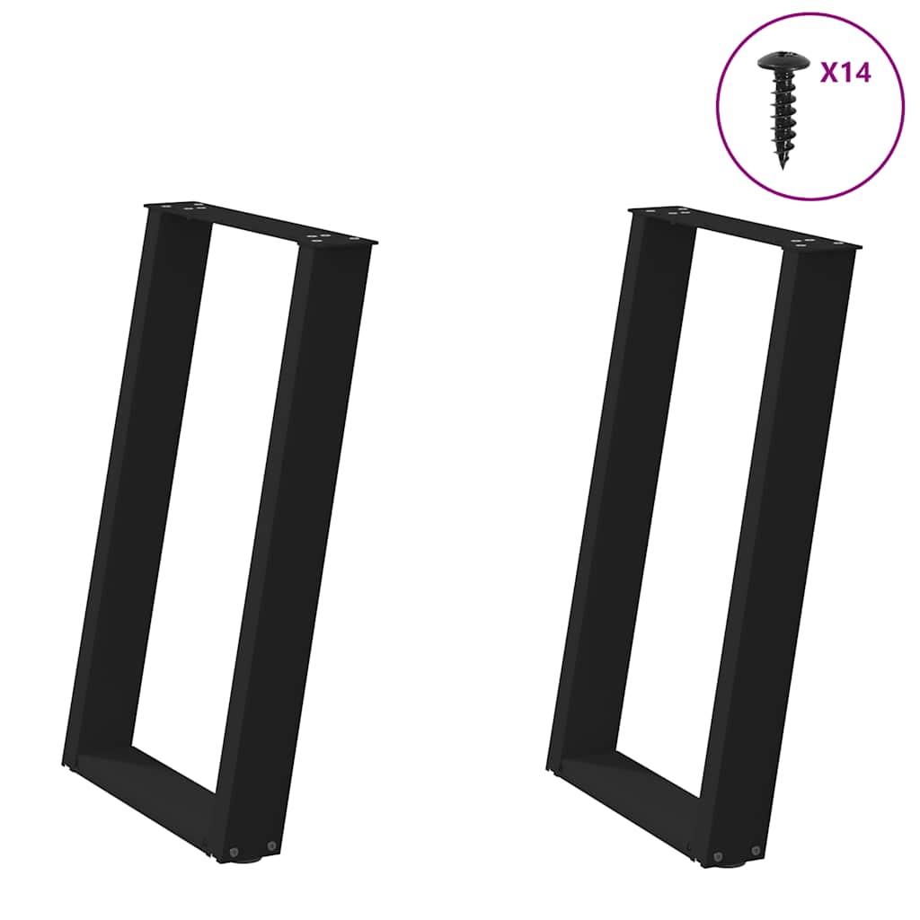 vidaXL Dining Table Legs U-Shaped 2 pcs Black 50x(72-73) cm Steel