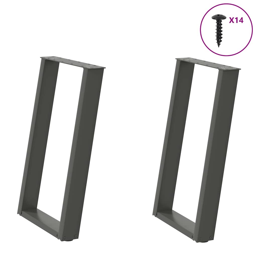 vidaXL Dining Table Legs U-Shaped 2 pcs Anthracite 50x(72-73) cm Steel