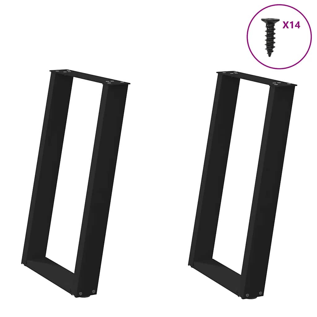 vidaXL Dining Table Legs U-Shaped 2 pcs Black 60x(72-73) cm Steel